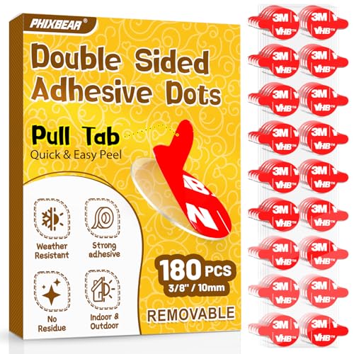 PHIXBEAR 180 Pcs Removable Mounting Putty, Strong Double Sided Glue Adhesive Dots Clear Museum Sticky Tack for Action Figures Wall Hanging No Residue, 3/8'