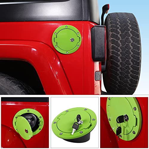 Compuerta de combustible con bloqueo para Jeep Wrangler JK 2007-2018, accesorio verde 6