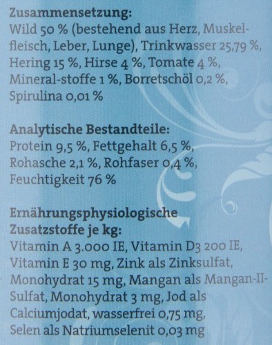 dogz finefood Hundefutter nass - N° 12 Wild & Hering - Feinkost Nassfutter für Hunde & Welpen - getreidefrei & zuckerfrei - hoher Fleischanteil, 6 x 800 g Dose