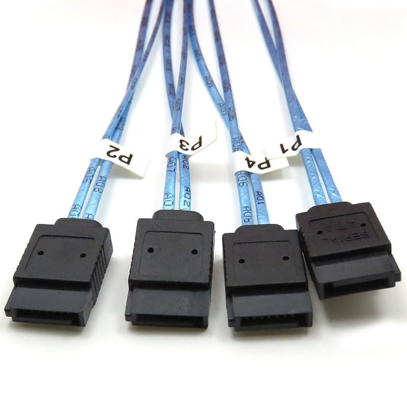 Heretom 2PCS SFF-8644 to 4 Sata 7 Pin Cable, External Mini