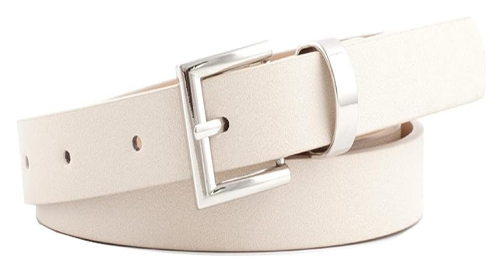 dfEDRd Ladies Waist Belt, 105cm Women Thin Minimalist Style Pure Color Leather Waist Belt Vintage Pin Buckle Dress Waistband(Beige)