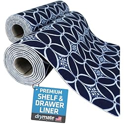 Drymate Premium Luxury Shelf & Drawer Liner, Thick Cushioned Fabric, Non-Adhesive, Absorbent, Waterproof, Slip-Resistant, Liners for Kitchen Cabinets, Cupboards (USA Made)(12”x59”)(2-Pack)(Indigo)
