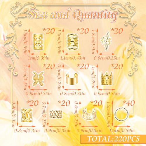 220 piezas pinzas doradas para trenzas de cabello miniatura 4