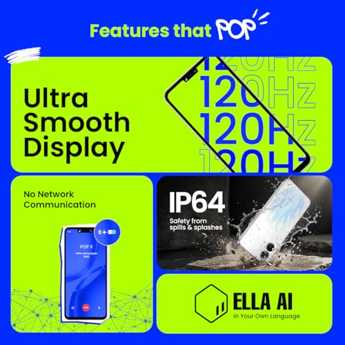 Image of POP X (Flare White, 4GB+64GB) | 120Hz 6.74 inch Smooth Display| IP64 Protection & Drop Resistant | No Network Communication* | AI Active Noise Cancellation | AI Song Identification |AI Flash Snap| 5000mAh