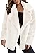 Women's Lapel Open Front Warm Faux Fur Jacket Coats Long Sleeve Fleece Cardigan Jackets Overcoat with Pockets (White,Small)