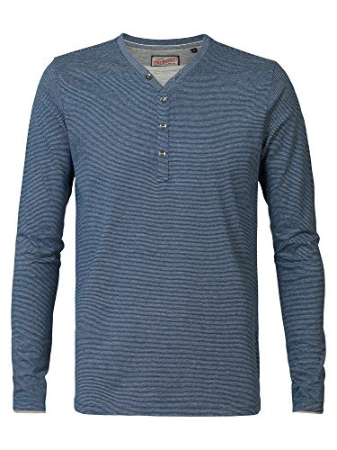 Camiseta de manga larga, botones Azul petróleo. S