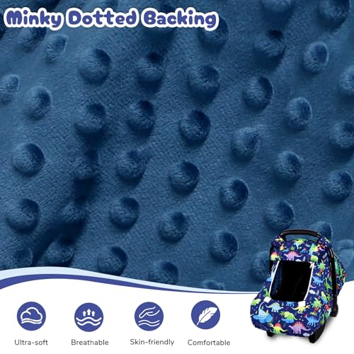 Image of Baby Car Seat Cover, Windproof Carseat Cover for Infant Boys, Infant Breathable Carseat Canopy, Compatible with Most Baby Car Seat, Dinosaur