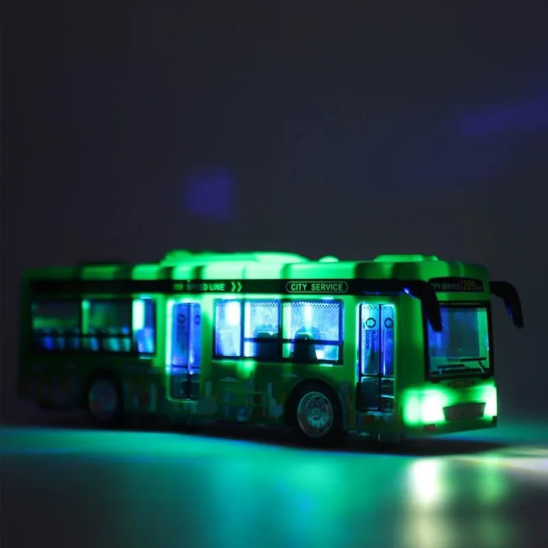 Image of DEOXY Bus Double Decker Toys for Kids Diecast Metal Alloy London Light & Music Open Door Collection Toys for Boy Kids (Green Bus)