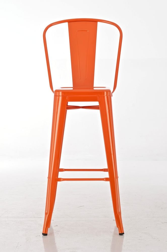 CLP Set 2 Sgabelli Con Schienale Aiden In Metallo I Coppia Sedie Sgabelli Cucina Industriali Con Poggiapiedi Alt 77CM, Colore:arancione