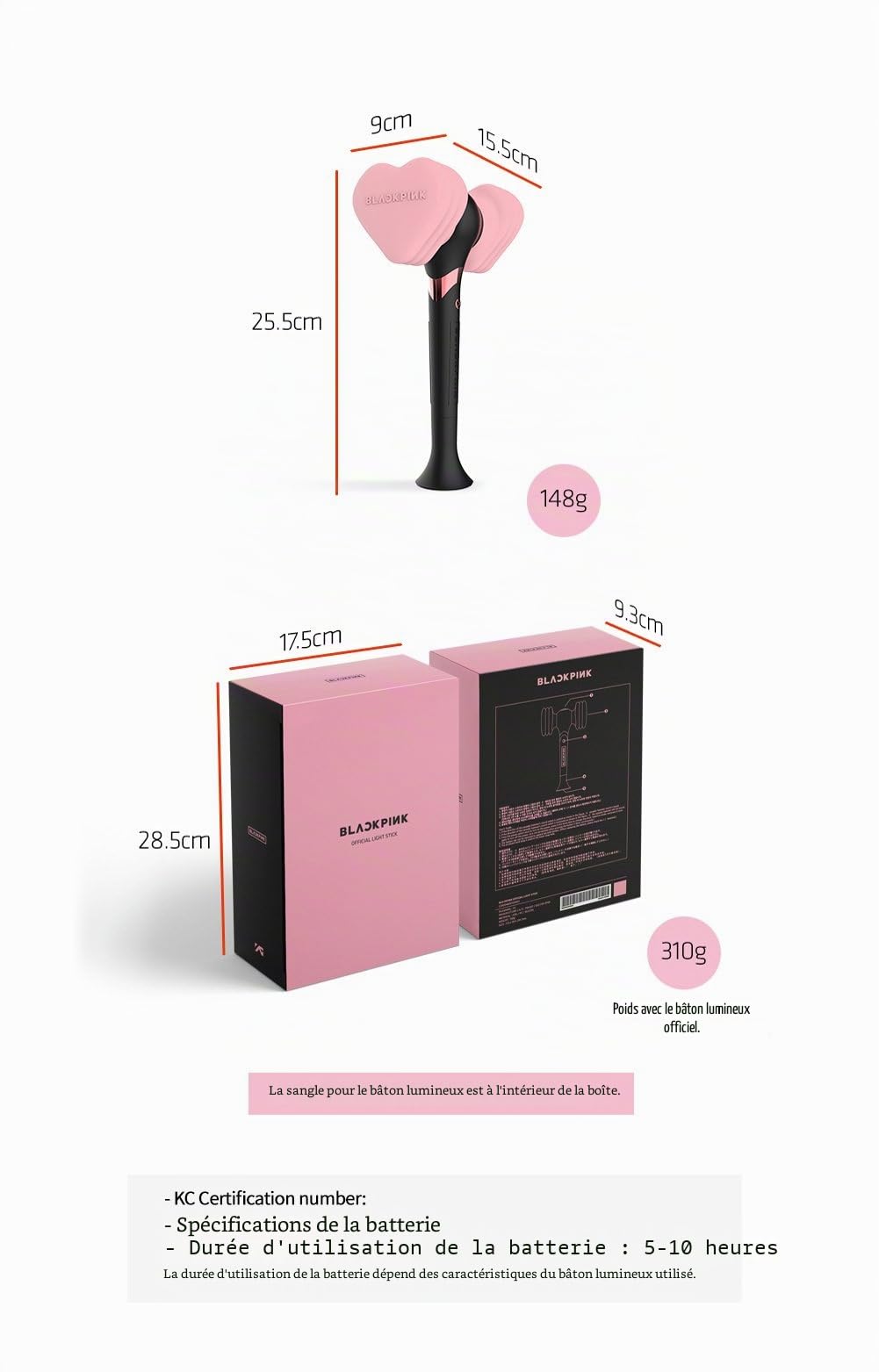 YG Entertainment Idol Goods Fan Products YG Select Blackpink Bâton Lumineux Officiel