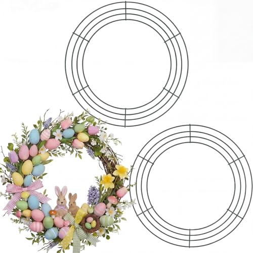 BBTO 3 Pieces 10 Inch Wire Wreath Frame Metal Green Round Wreath Form Holiday Wire Ring for Easter Wreaths Making Supply Floral Arrangements Door DIY Craft Weddings Outdoor Home Decor