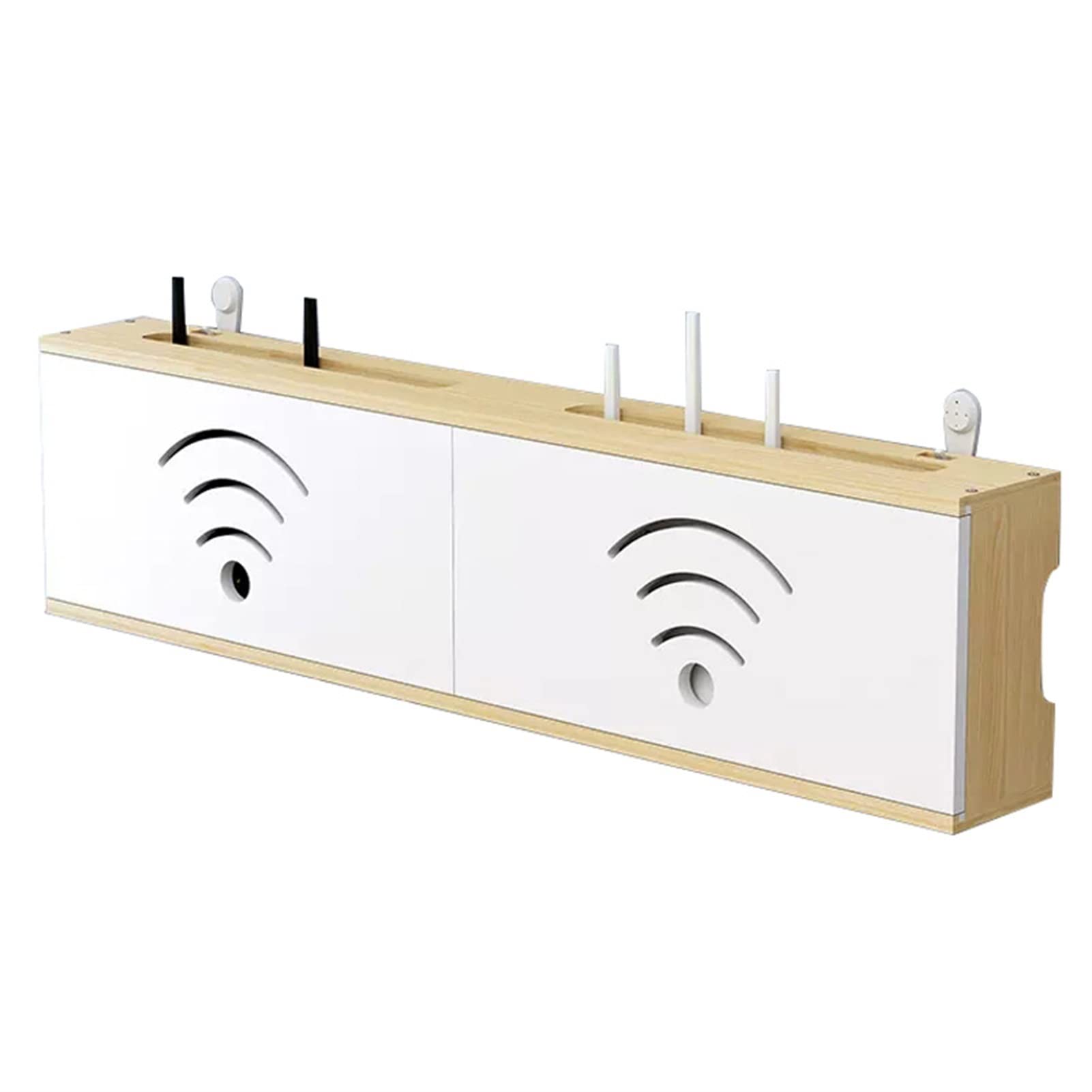 Étagère murale sans fil pour routeur nizer – Sto flottante pour salon, décodeur et couvercle de routeur, étagère multifonction en noyer H (60 cm)