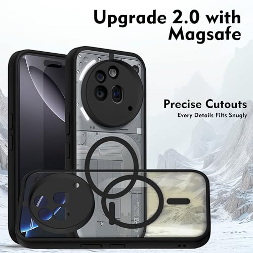 Image of V-TAN Back Cover for Nothing Phone 3A Pro | TPU | Transparent Crystal Clear Magnetic Case Compatible with Nothing 3A Pro | Camera Protective Shockproof Mobile Cover Design (Black)