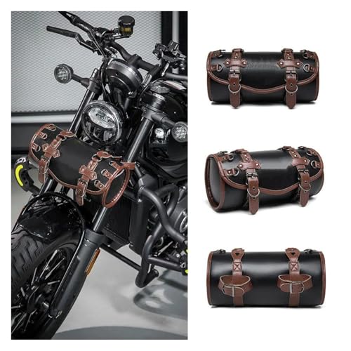 Sacoche arrière de moto guidon fourche avant réservoir pochette rangement marron