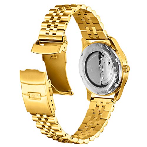 Binlun Stainless Steel Watch Bands Replacement Metal Watch Straps Bracelet With Durable Butterfly Clasp 22Mm Gold For Men And Women #TOP1