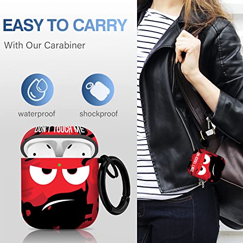 Image of for Airpods Case, Don't Touch Me for Airpods Cover with Keychain Soft Cute Shockproof Cover for Women Men Compatible with for Airpods 2 /1 Charging Case,red