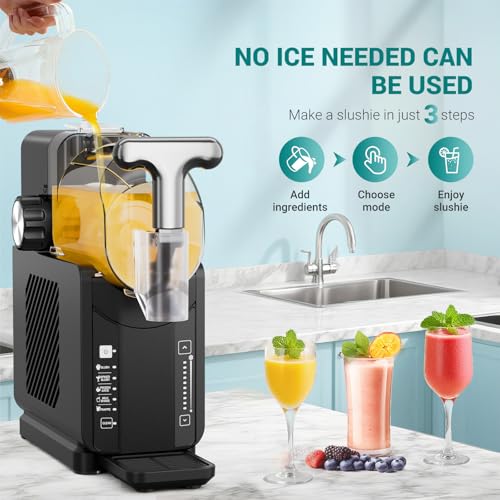 Image of 108 OZ /3.2L Slushy Machine,No Ice Needed, 15-45 Minutes to Make Margarita & Slushie & Milkshakes, Frappes and More,Built-in LED Light,110V Professional Shaved Ice Machine with Self-Cleaning