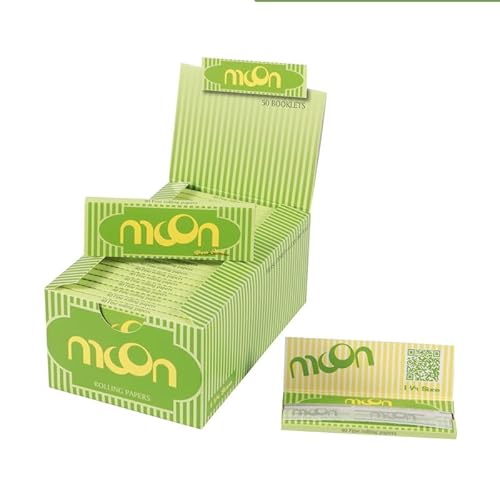 MOON Classic Cigarette Paper Slow Burning Unbleached Paper Burlap Material 77x44mm 50 Sheets / 40 Sheets Each 2000 Sheets Green