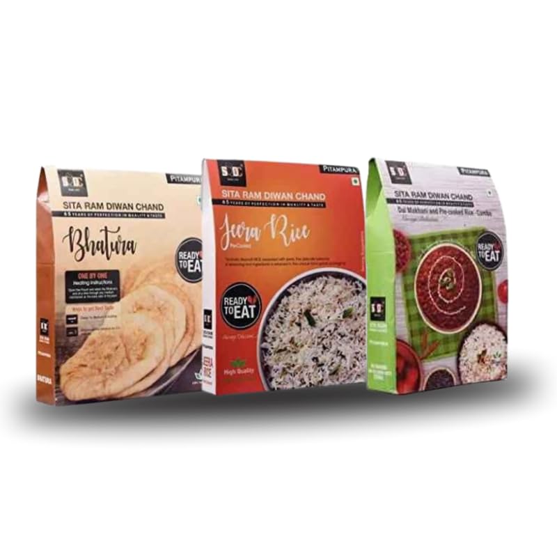 Sita Ram Diwan Chand Ready to Eat Bhatura | Jeera Rice | Dal Makhani And Pre-cooked Rice Combo 300 Gram Each| No Preservatives | No Artificial Flavors|100% Natural Ingredients|Tasty Snacks - Pack of 3