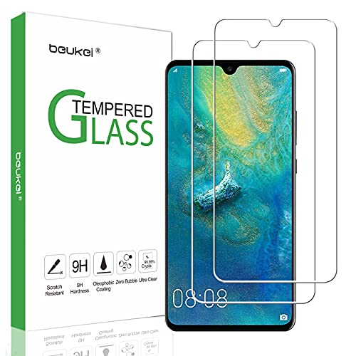 (2 Pack) Beukei Compatible for Mate 20 X Screen Protector Tempered Glass, Full Screen Coverage, Touch Sensitive,Case Friendly, 9H Hardness