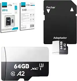 Cartão De Memória 64GB Original Com Adaptador Micro Full Hd - Velocidade 140MB/s ® (64, GB)