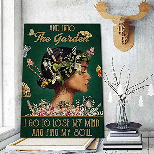 Targa In Metallo Per Giardino "And Into The Garden I Go" - Alluminio 20x30 Cm Con Scritta Ispirazionale Vintage, Decorazione Esterna/Interna Con Fori