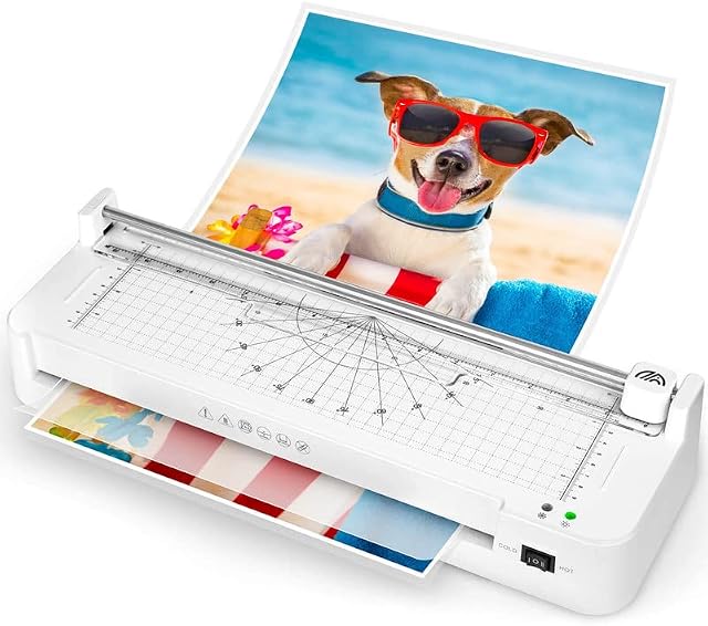 Laminator for A3 A4 A5 A6 A7 with 50 pcs Laminating Pouches, 7 in 1 Sets Thermal & Cold Laminating Machines with Paper Trimmer, Corner Rounder for Home School Office