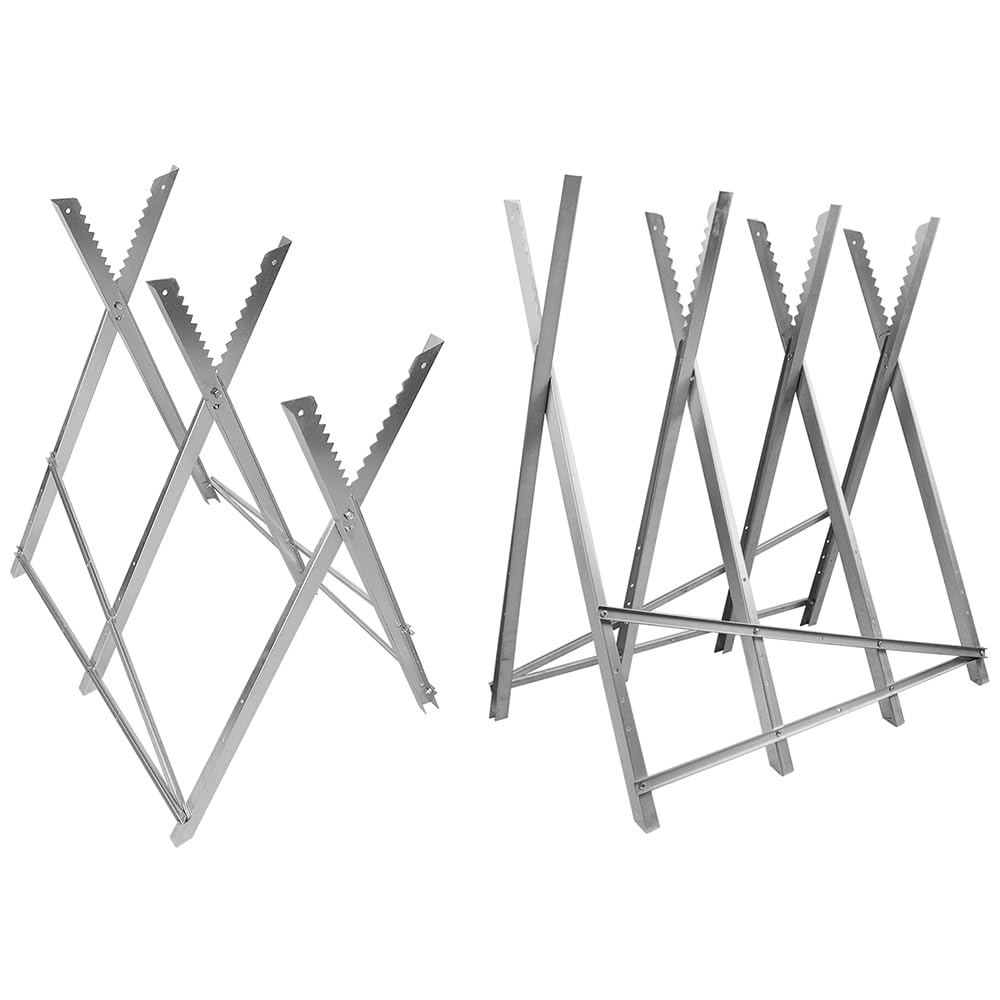 Chevalet de Scie pour Tronçonneuse - 3 Plis,Chevalet de sciage pliable 150 kg métal zingué jardin dents porte-bûches support de coupe tréteau de sciage tronçonneuse (84 * 80 * 80cm (trois colonnes))