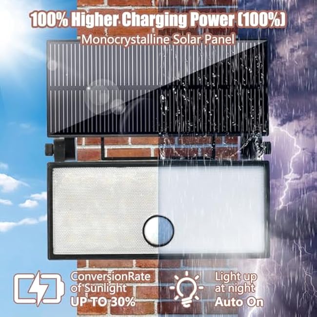 Solar Lights Outdoor 2 Pack, 700 Lumens 6500K, Handheld Motion Sensor Security Lights with Quick Charge, 360¡« Rotatable, IP65 Waterproof, 3 Modes for Garden/Garage/Walking Dog