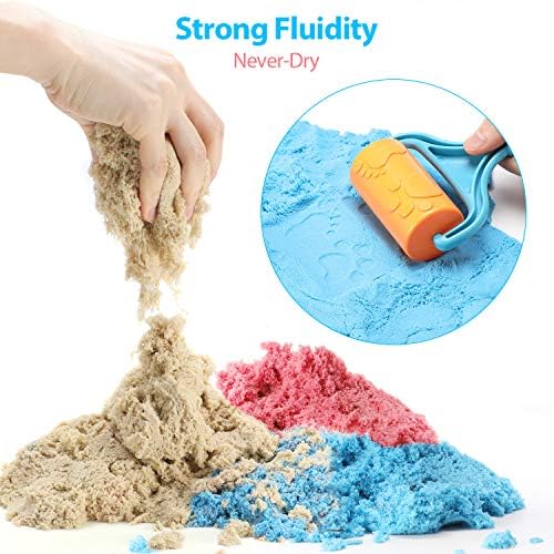 Play Sand: Theefun 46Pcs Sand Toys Set with 3lbs Colored Sand-Beach Sand,Foldable Cloth Sandbox, Castle Tools, Dinosaur Figures-Sand Art Kits for Toddlers Boys Girls Gifts 3 517KGf1WXvL. AC