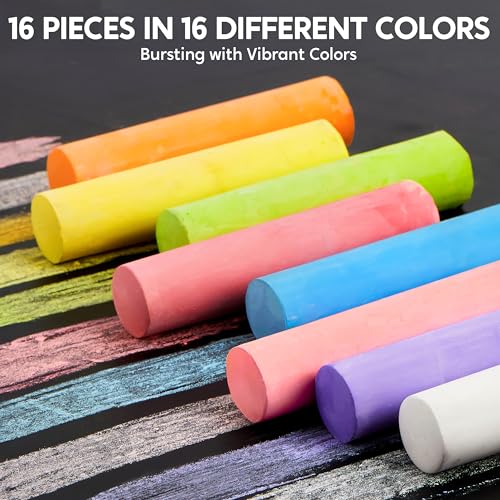 Image of JOYIN 16 PCS Sidewalk Chalks Set Non-Toxic Washable Jumbo Chalk Bulk for Toddlers 1-3, Painting on Chalkboard, Driveway and Playground, Outdoor Activities, Gift for Kids, School Supplies