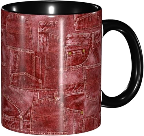 マグカップ デニム パターン コーヒーカップ 陶器 330ml おしゃれ 可愛い 食器 コップ 耐熱 電子レンジ対応 お茶 ミルク 大容量 軽量 オフィス 家用 誕生日 記念日 プレゼント 箱入り