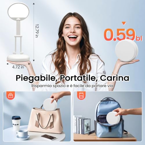 Miniatura 2 de One Fire Lampara Escritorio Flexo Escritorio Led Portátil Plegable, 3600mah 10 Brillo Lamparas Sin Cables Flexo Led Escritorio, 1000 Lm Lampara Led Escritorio Luz Lectura, Lamparas Mesita De Noche