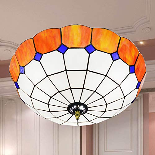 Plafonnier rétro en verre teinté de 40 cm pour salon et chambre