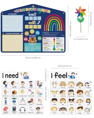 CHEFAN Calm Down Corner Set, Feelings Chart for Kids,Social Emotional Learning Activities,Calm Corner Classroom Supplies for Therapy Office Decor, Mental Health Wall Decorations for Preschool Teachers - Image 4