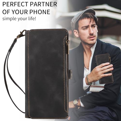 Fdcwtsh Compatible With Samsung Galaxy S10 Lite Wallet Case With Zipper Credit Card Holder Wrist Strap Flip Folio Book Pu Leather Stand Cell Accessories Phone Cover For S10Lite S 10 10S A91 Girls Black thumb #8