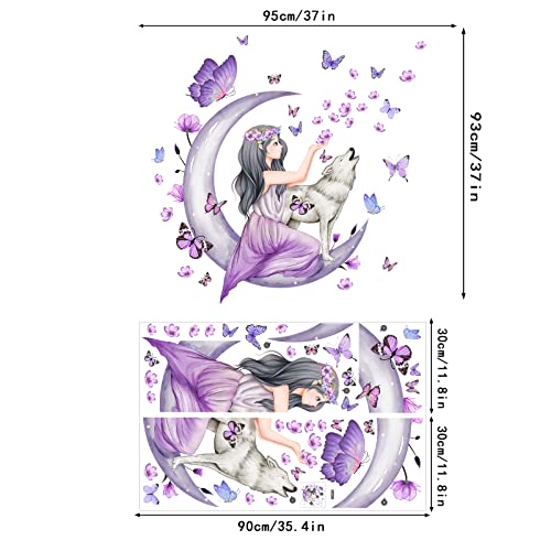 Vinilo decorativo Fairy Girl mariposas y flores morado miniatura 6