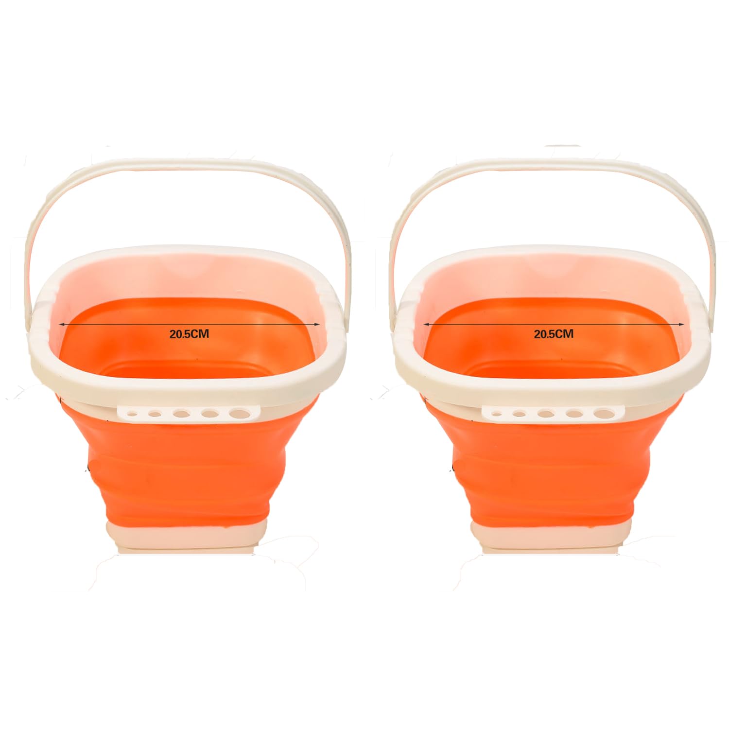 2 Pack Folding Paint Water Bucket with Pen Holder Portable Mini Buckets Painting Brush Bucket for Child,Beach Painting,High Capacity Fishing Bucket (Orange)