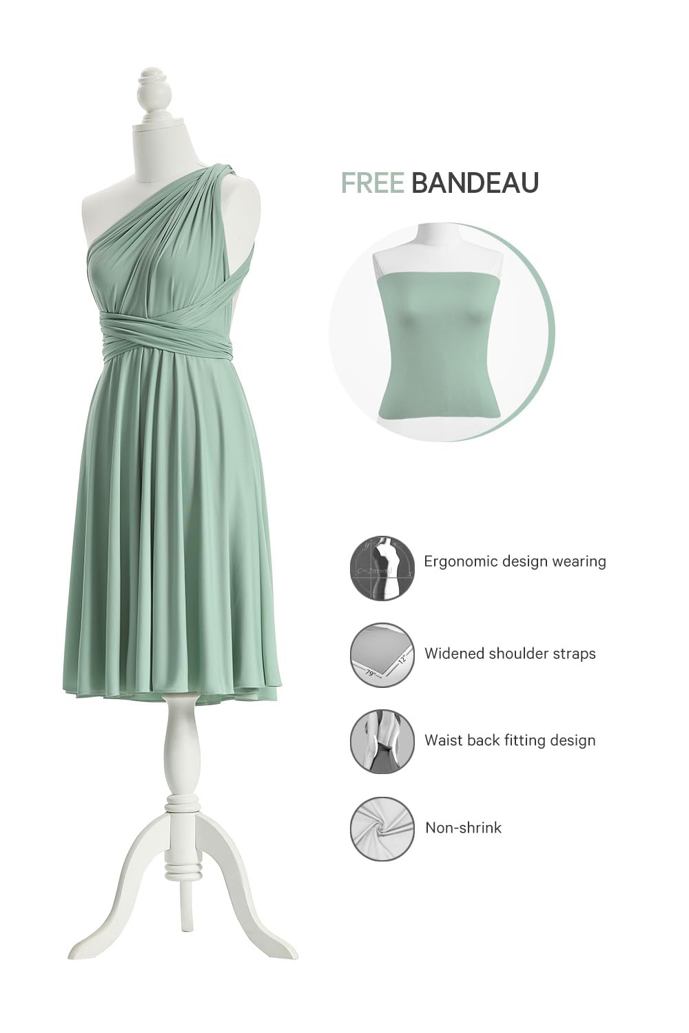 Vestido corto infinito para dama de honor, convertible, vestido midi multidirección