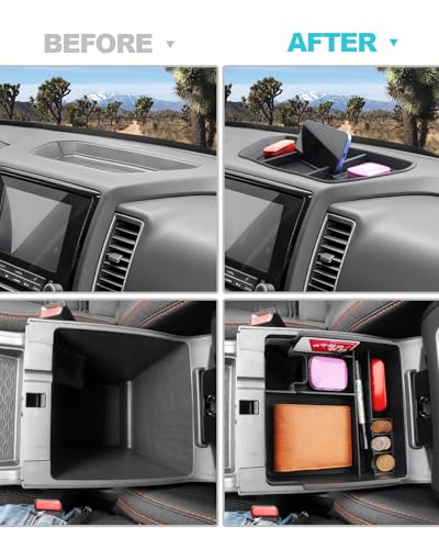 Image of CDEFG 2PCS for 2022 2023 2024 Nissan Frontier Center Console Organizer 2022-2024 Nissan Frontier Truck Dash Organizer Dash Storage Box 2022-2024 Frontier Truck Accessories(Not for 2025)
