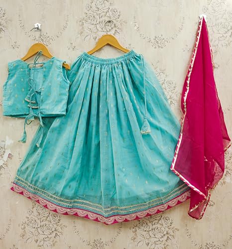 Image of Kids Traditional Lehenga Choli Set with Embroidered Pink Choli & Dupatta