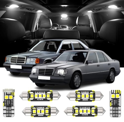 10 Pieces Interior LED Lights Replacement for Mercedes Benz W201 190E 190D 190 1982-1993 / E-Class W124 S124 C124 1985-1996 White LED Interior Bulb with Install Tool