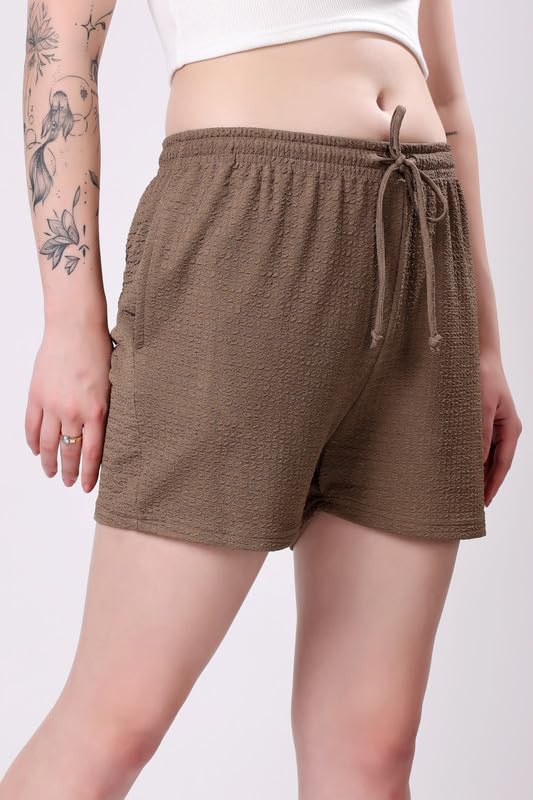 Image of London Hills Shorts for Women Textured Waffle Knit with Pockets for Gym, Sports, Running, Yoga, Cycling, Walk Casual Shorts Or Half Lower, Hot Pant, Half Trouser, Pack of 1, Pack of 2, Pack of 3