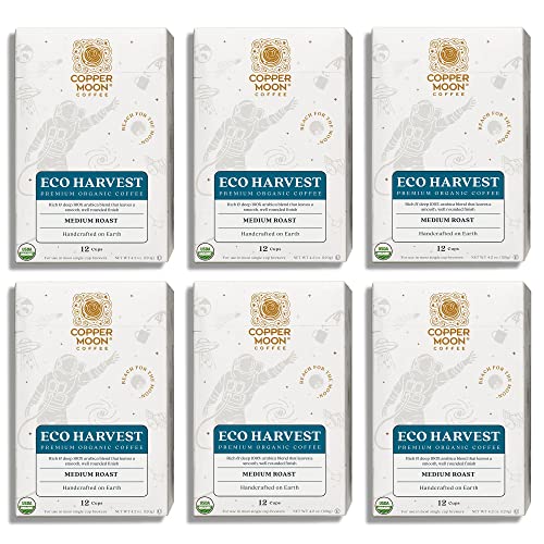 Image of Copper Moon Single Serve Coffee Pods For Keurig K-Cup Brewers, Medium Roast, Eco harvest Organic Blend, 72 Count