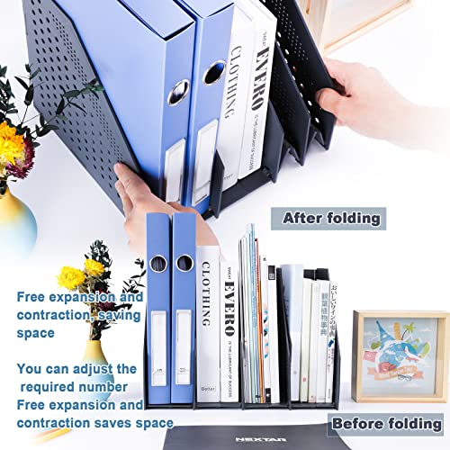 Image of FRETONBA Foldable Magazine Folder Holder for A4 Size with 4 Compartments, Desk Organizer for Office Organization Storage for School and Office, Dark Grey