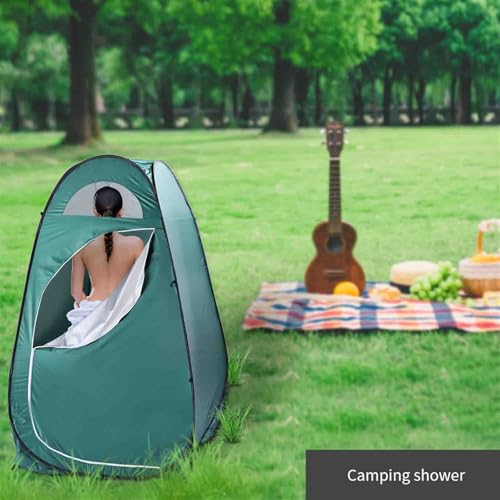 Carpa portátil para ducha de camping con privacidad, tienda de cambio para una persona, resistente al agua, verde, 47.2" de ancho x 74.8" de alto miniatura 3