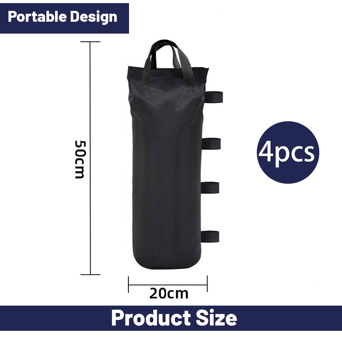 Juego de 4 sacos de arena individuales para carpas, Oxford 800D, 50×20 cm, saco de arena, pesos para carpas
