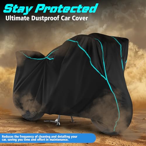 Image of Water Resistant Bike Cover Dustproof UV Protection Bike Body Cover for Hero Splendor Plus All-Weather Protection with Aqua Blue Piping - (Black)