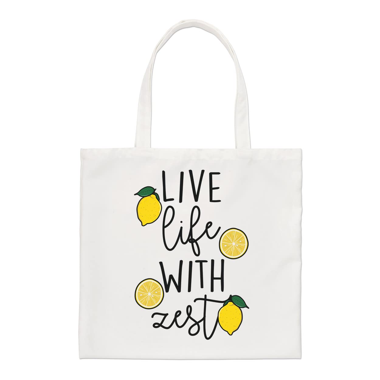 Live Life With Zest Lemon Regular Tote Bag Funny Joke Inspirational Quote