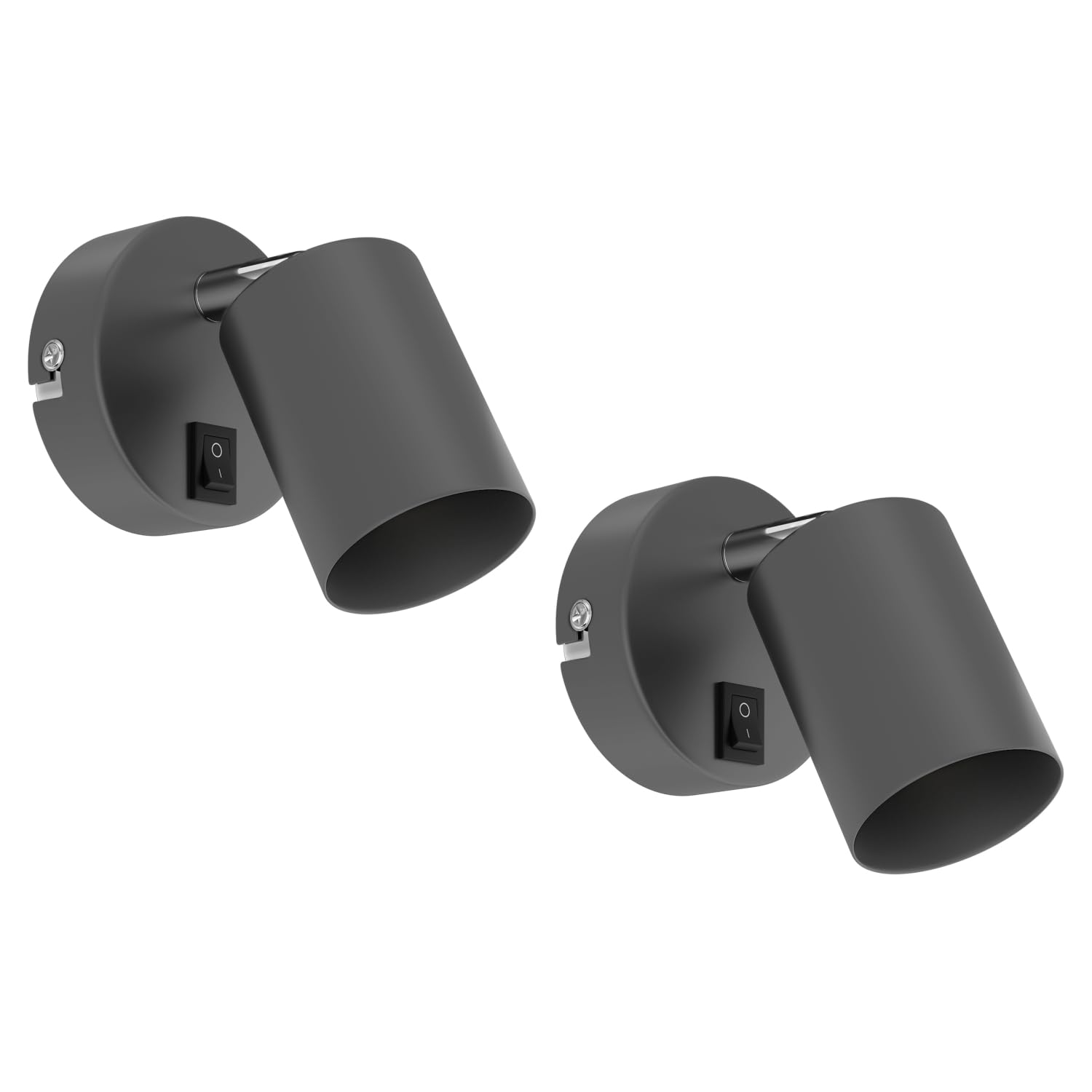 ledscom.de 2 Stück Wandleuchte WAIKA, Schalter, anthrazit matt, rund, 1x GU10 max. 60W